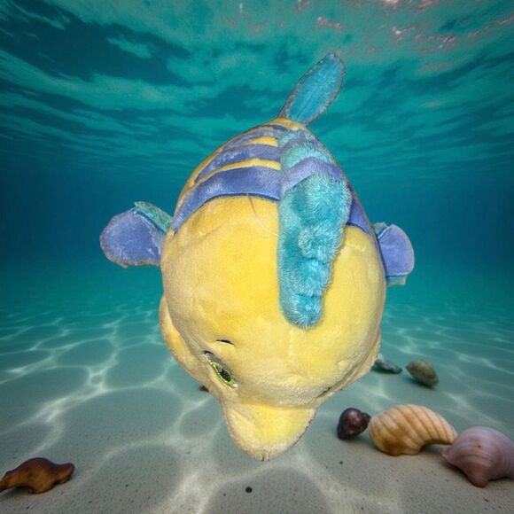 Harry Barker Disney the Little Mermaid Flounder Character Dog Toy Rattles - Picture 2 of 6